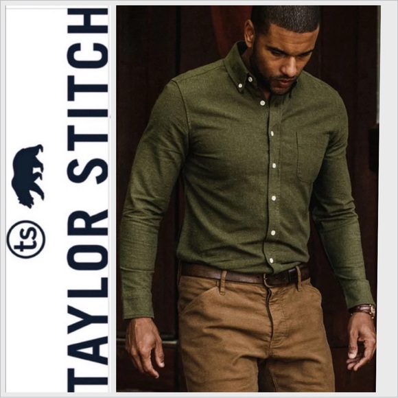 Taylor Stitch The Jack Shirt Olive Donegal Button Down Top Casual M - Picture 1 of 12